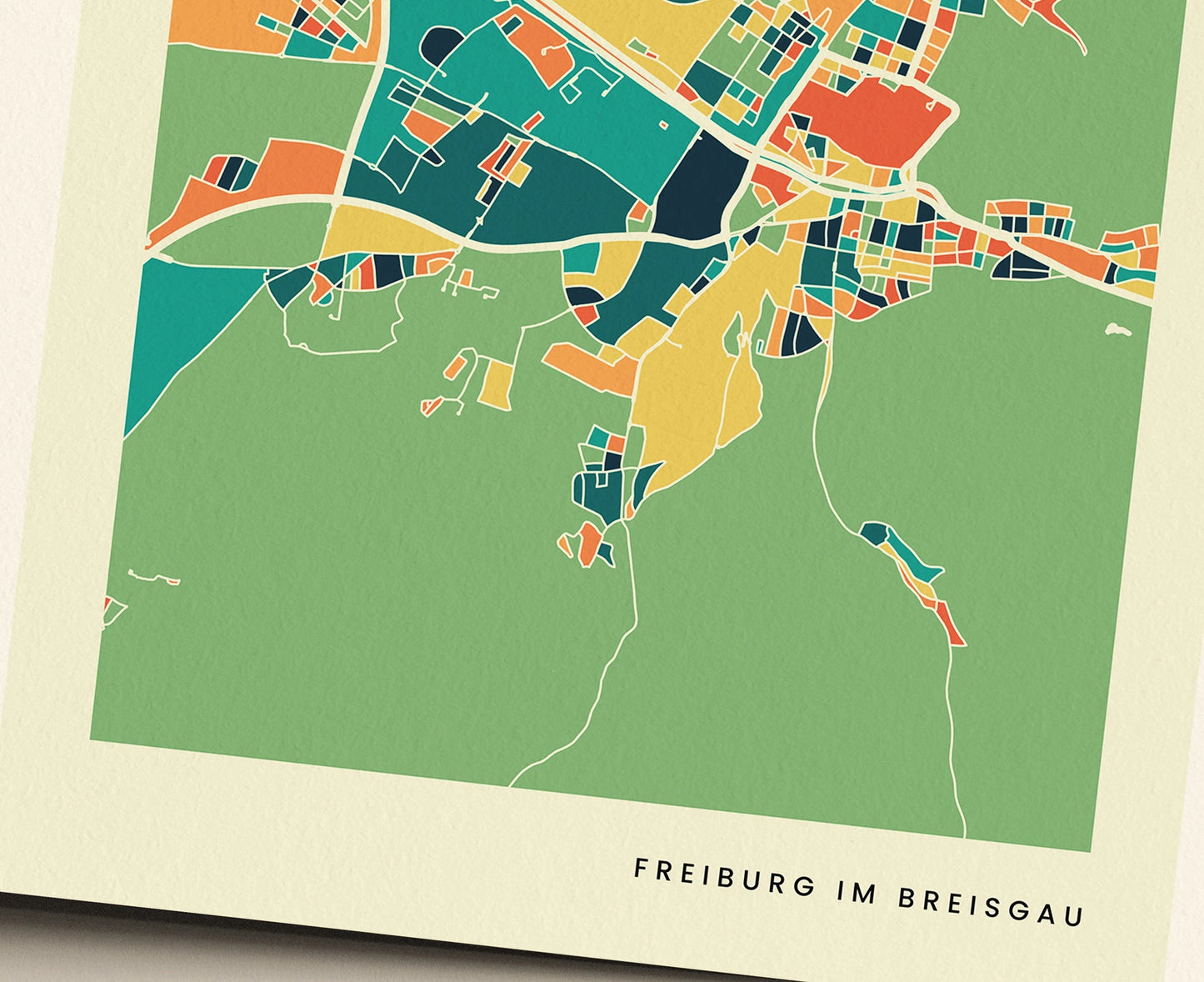 Freiburg im Breisgau Stadtkarte Poster – Polychroma Modern Art Print