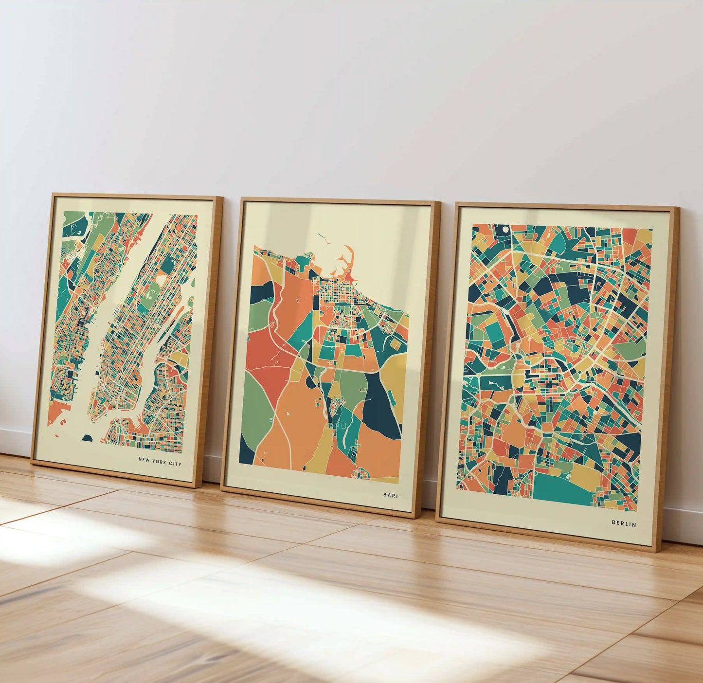 Bari Stadtkarte Poster – Polychroma Modern Art Print