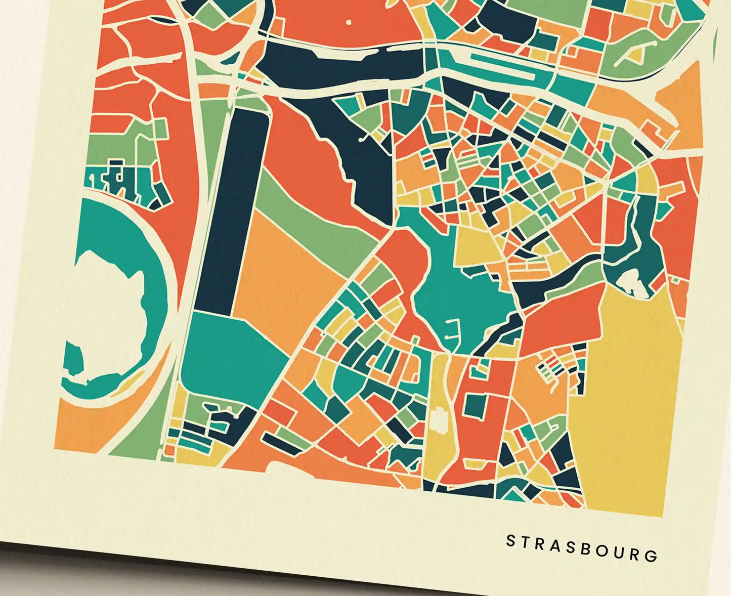 Strasbourg Stadtkarte Poster – Polychroma Modern Art Print