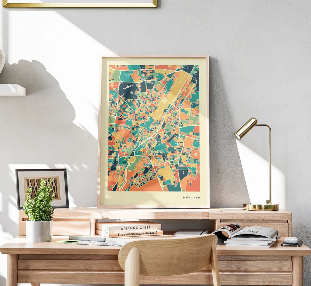 München Stadtkarte Poster – Polychroma Modern Art Print