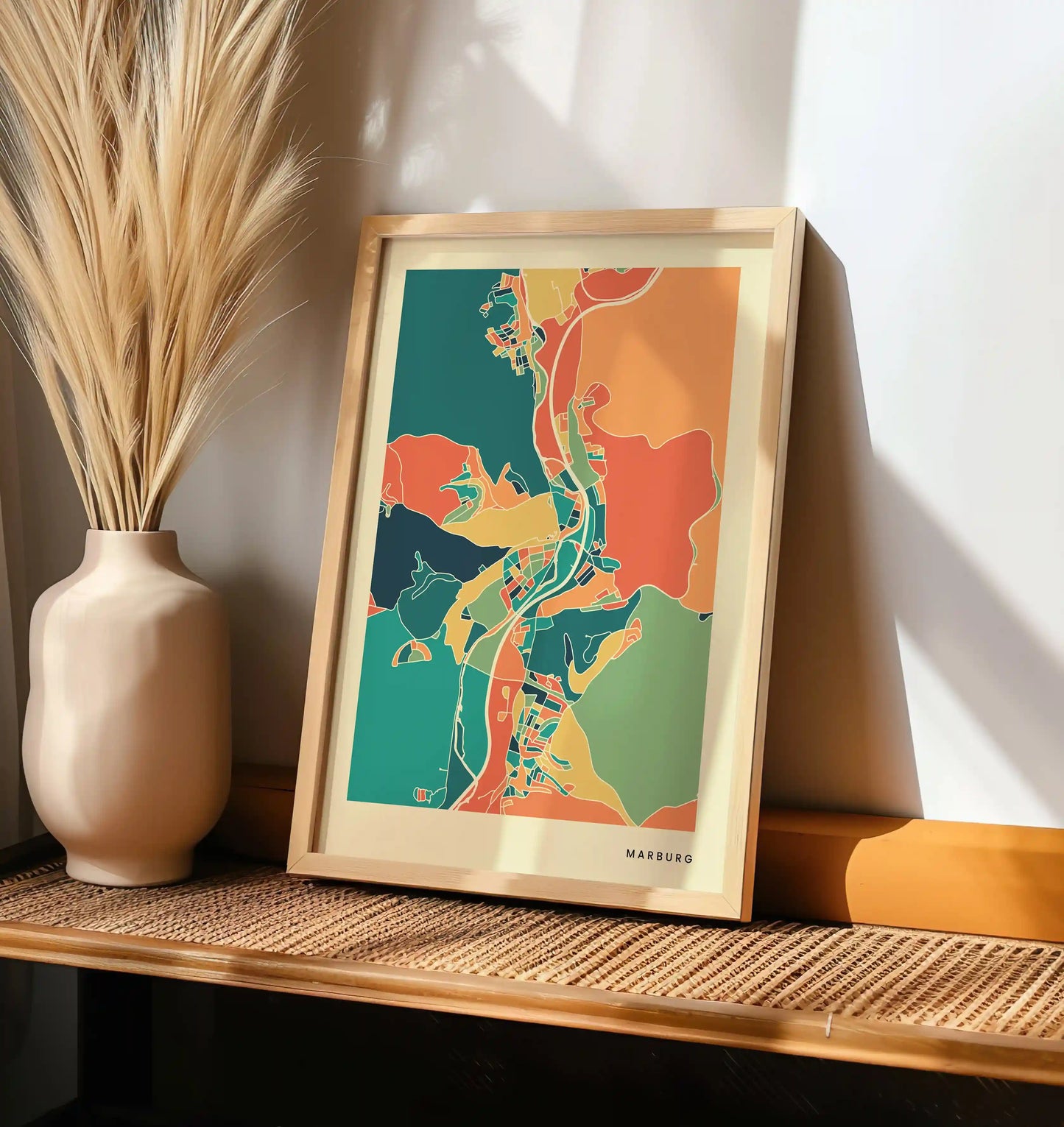 Marburg Stadtkarte Poster – Polychroma Modern Art Print