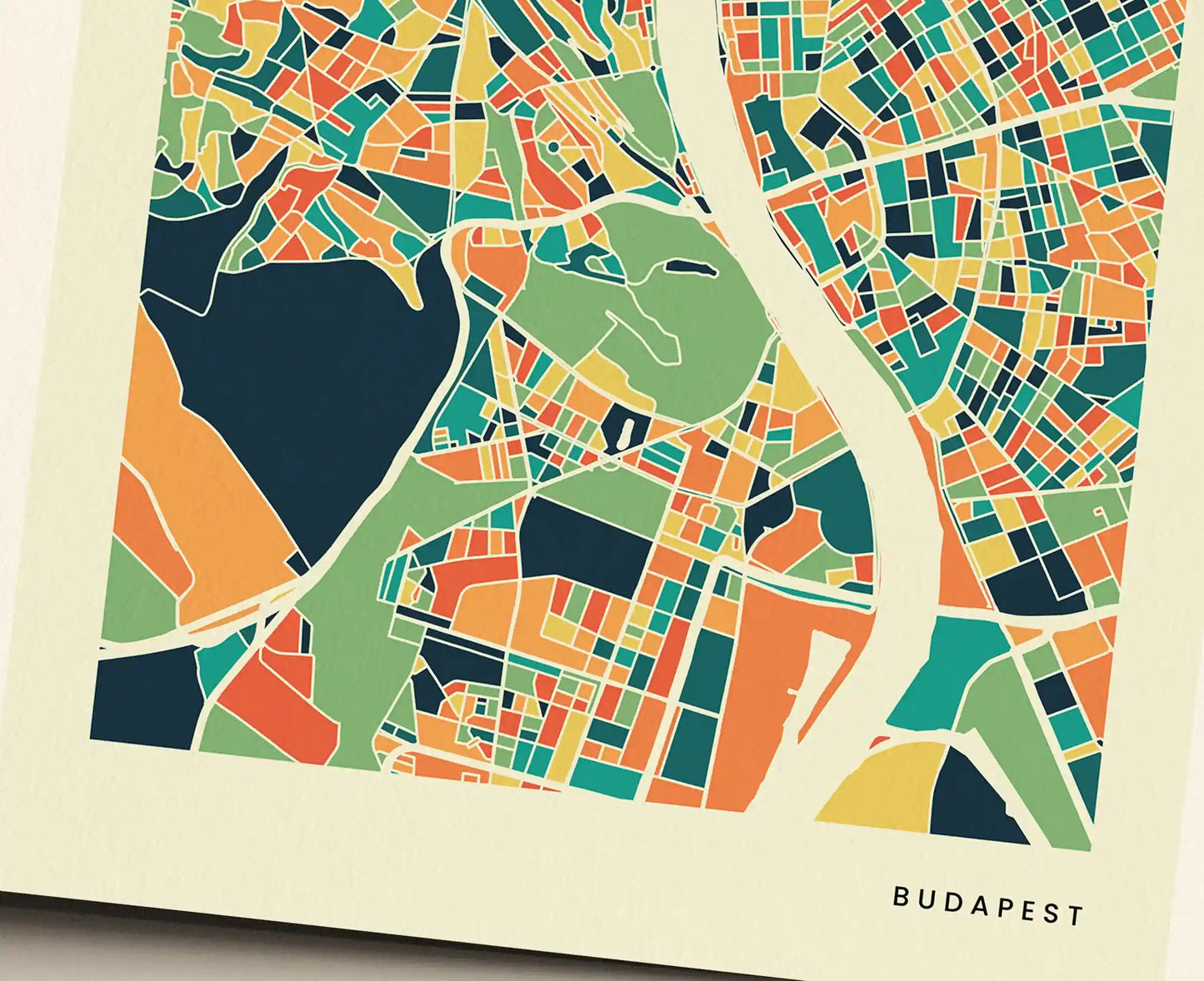 Budapest Stadtkarte Poster – Polychroma Modern Art Print
