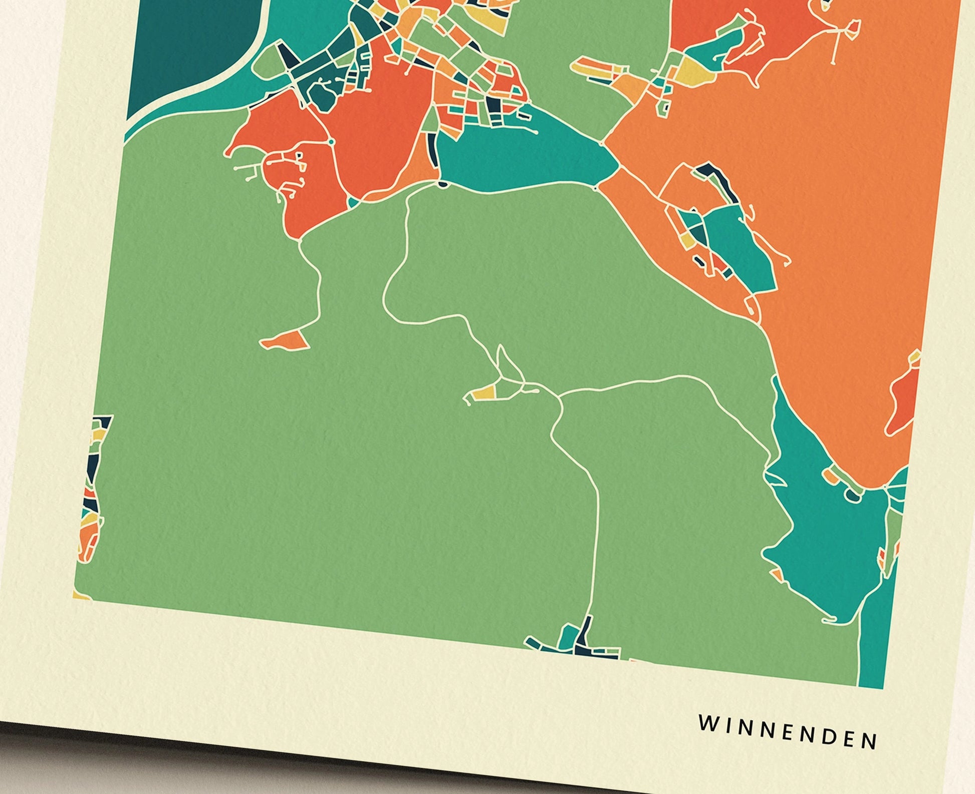 Winnenden Stadtkarte Poster – Polychroma Modern Art Print