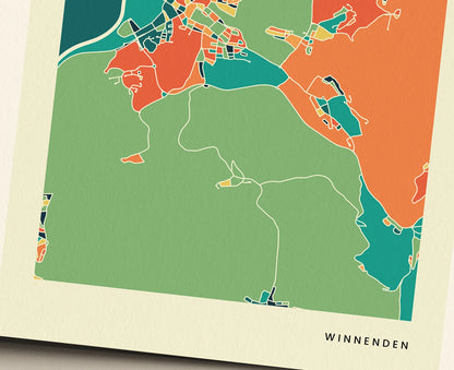 Winnenden Stadtkarte Poster – Polychroma Modern Art Print