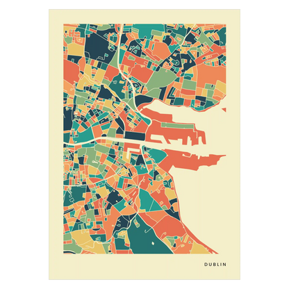 Dublin Stadtkarte Poster – Polychroma Modern Art Print