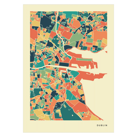 Dublin Stadtkarte Poster – Polychroma Modern Art Print
