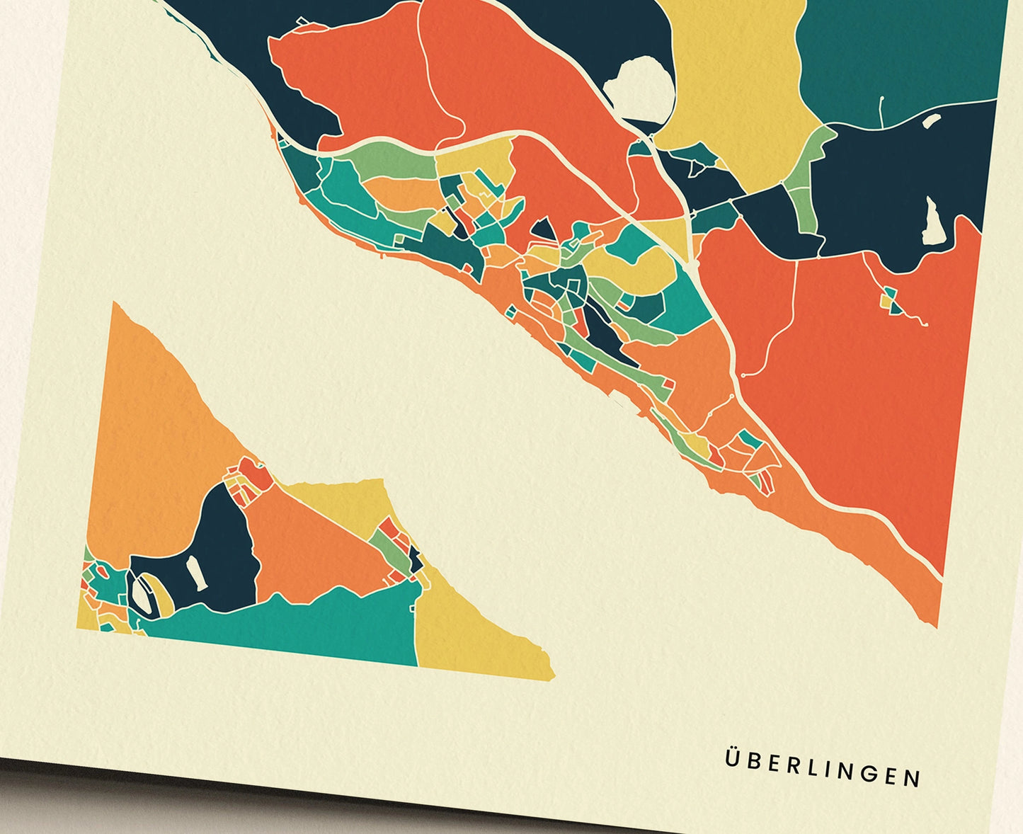 Überlingen Stadtkarte Poster – Polychroma Modern Art Print