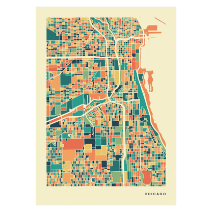 Chicago Stadtkarte Poster – Polychroma Modern Art Print