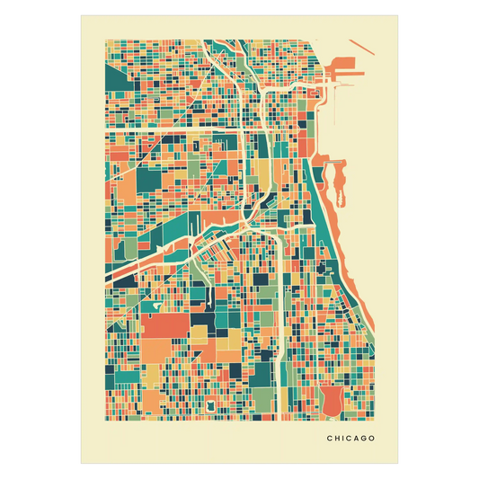 Chicago Stadtkarte Poster – Polychroma Modern Art Print