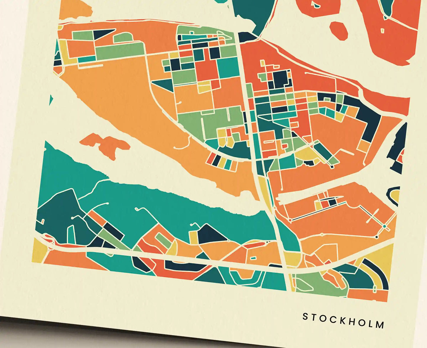 Stockholm Stadtkarte Poster – Polychroma Modern Art Print