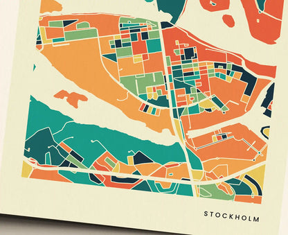 Stockholm Stadtkarte Poster – Polychroma Modern Art Print