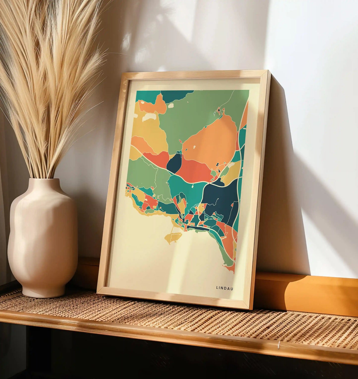 Lindau Stadtkarte Poster – Polychroma Modern Art Print