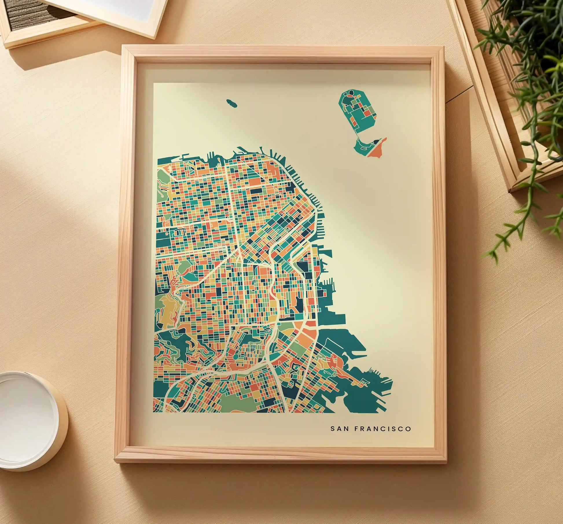 San Francisco Stadtkarte Poster – Polychroma Modern Art Print