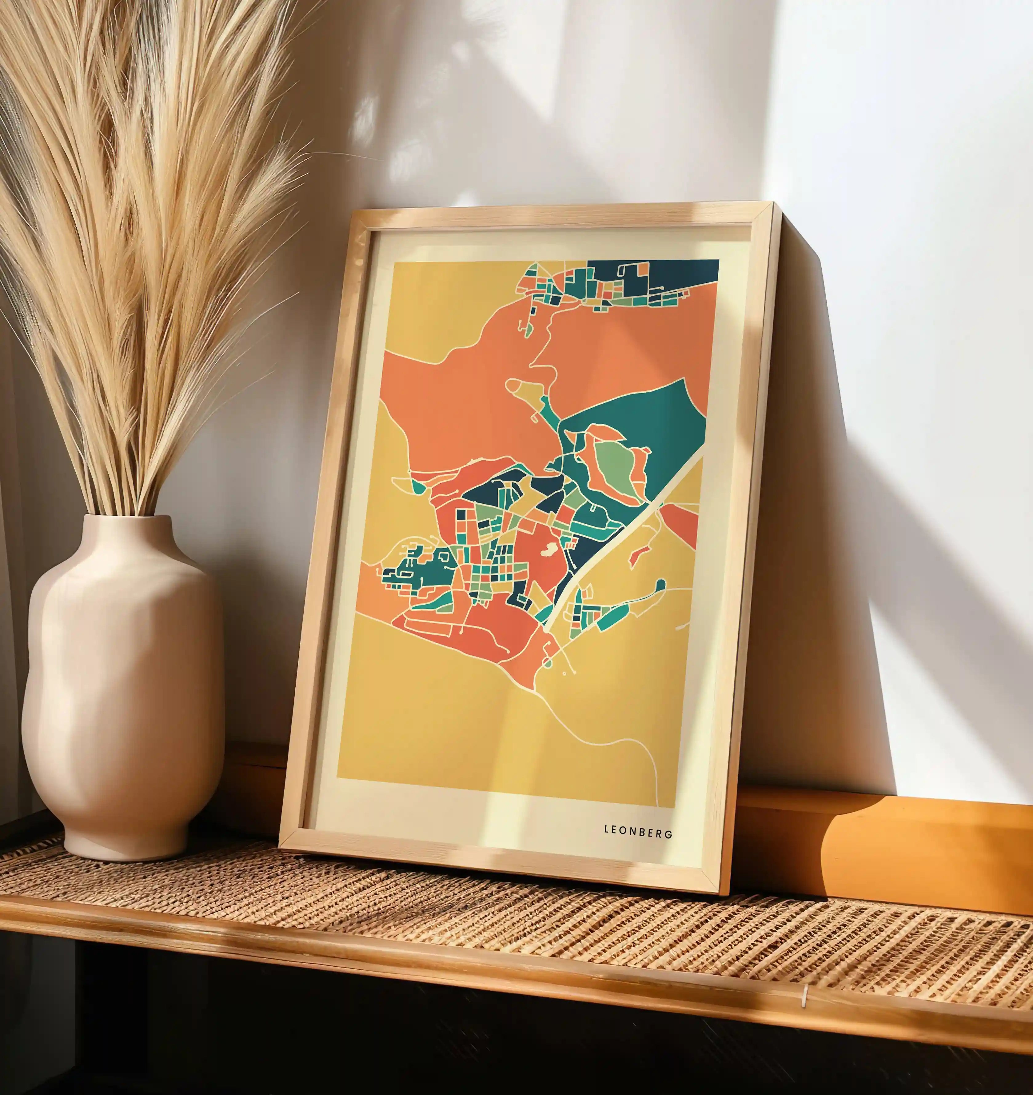 Leonberg Stadtkarte Poster – Polychroma Modern Art Print