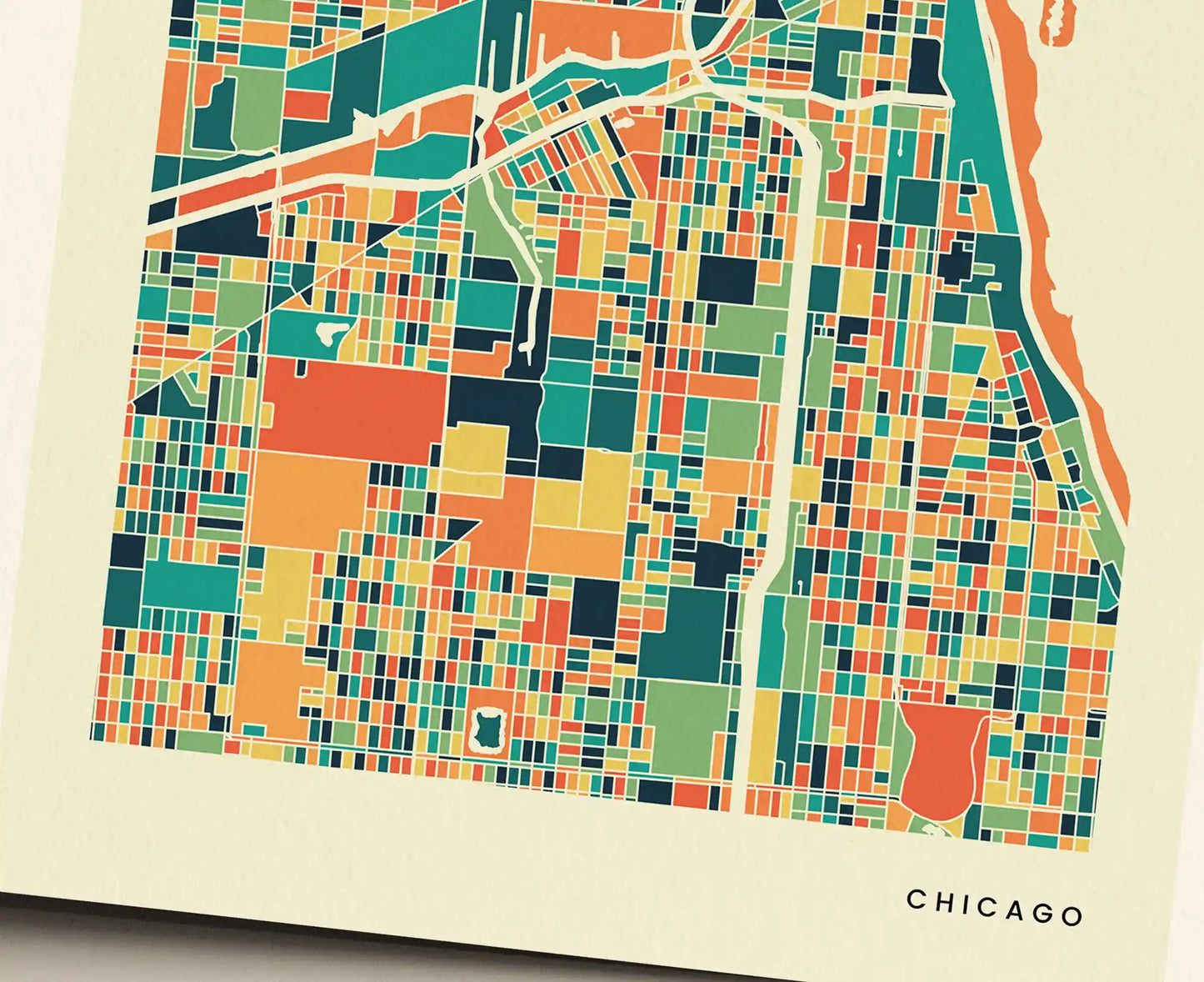 Chicago Stadtkarte Poster – Polychroma Modern Art Print