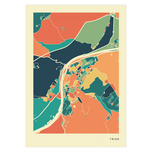 Trier Stadtkarte Poster – Polychroma Modern Art Print