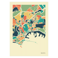 Neapel Stadtkarte Poster – Polychroma Modern Art Print