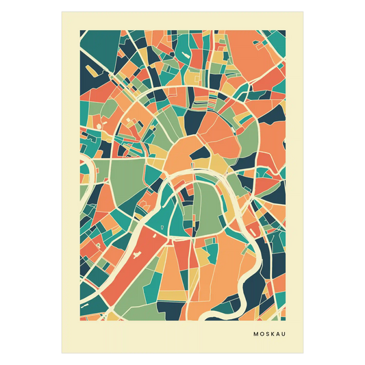 Moskau Stadtkarte Poster – Polychroma Modern Art Print