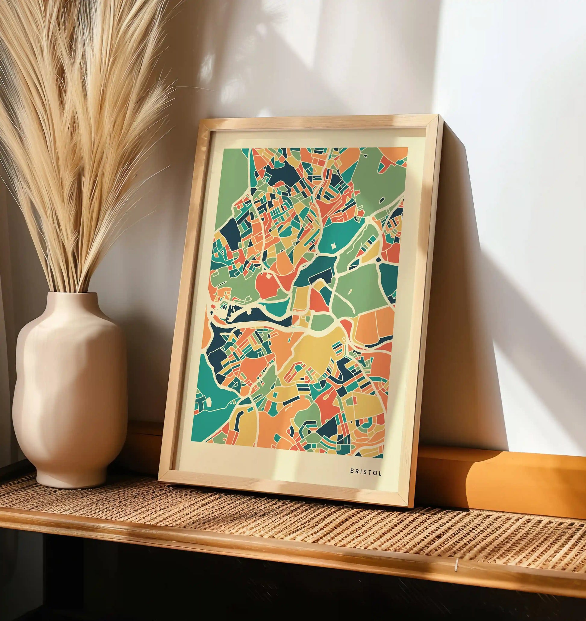 Bristol Stadtkarte Poster – Polychroma Modern Art Print