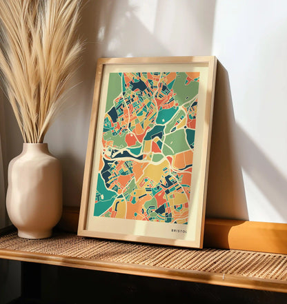 Bristol Stadtkarte Poster – Polychroma Modern Art Print