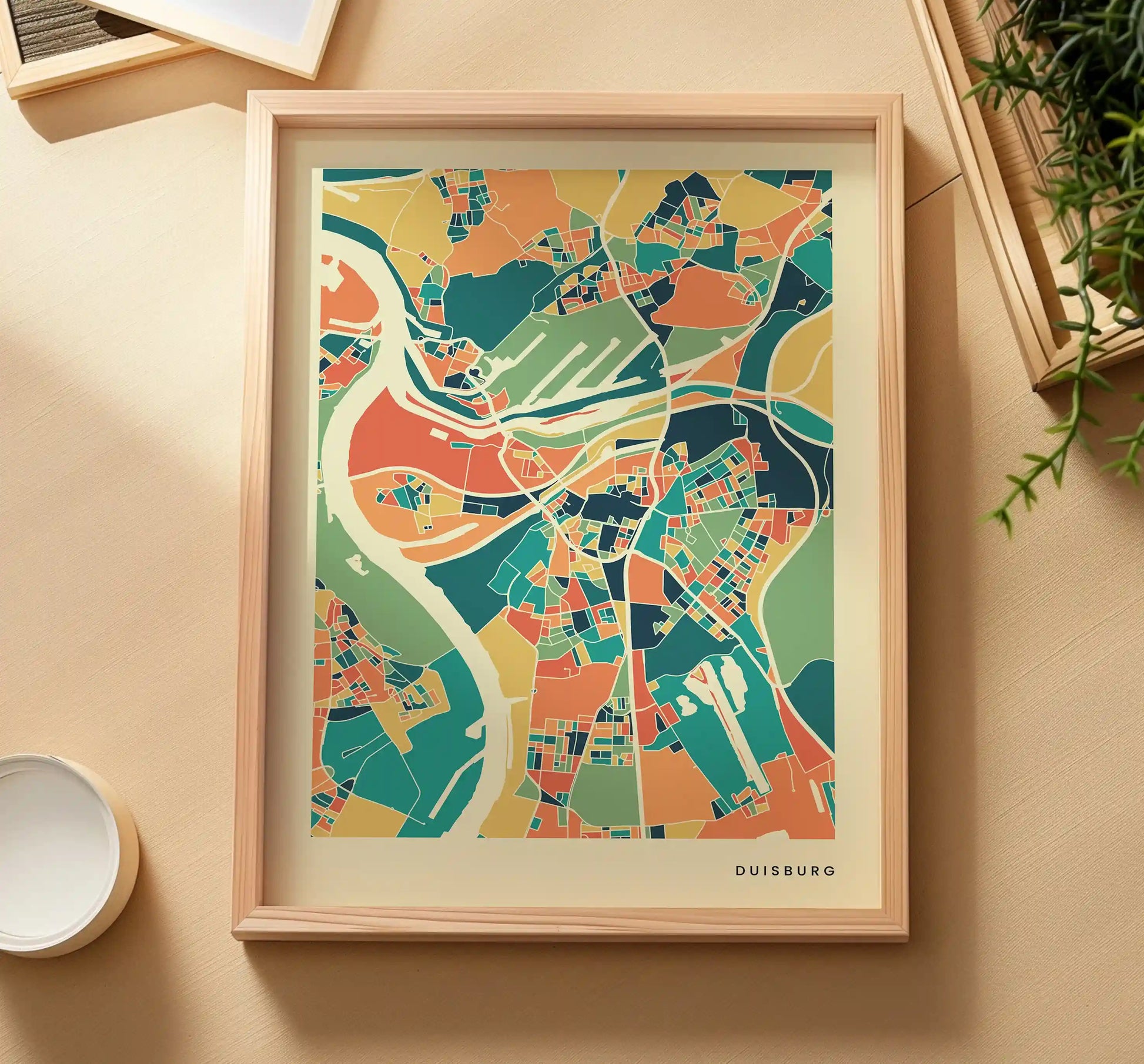 Duisburg Stadtkarte Poster – Polychroma Modern Art Print