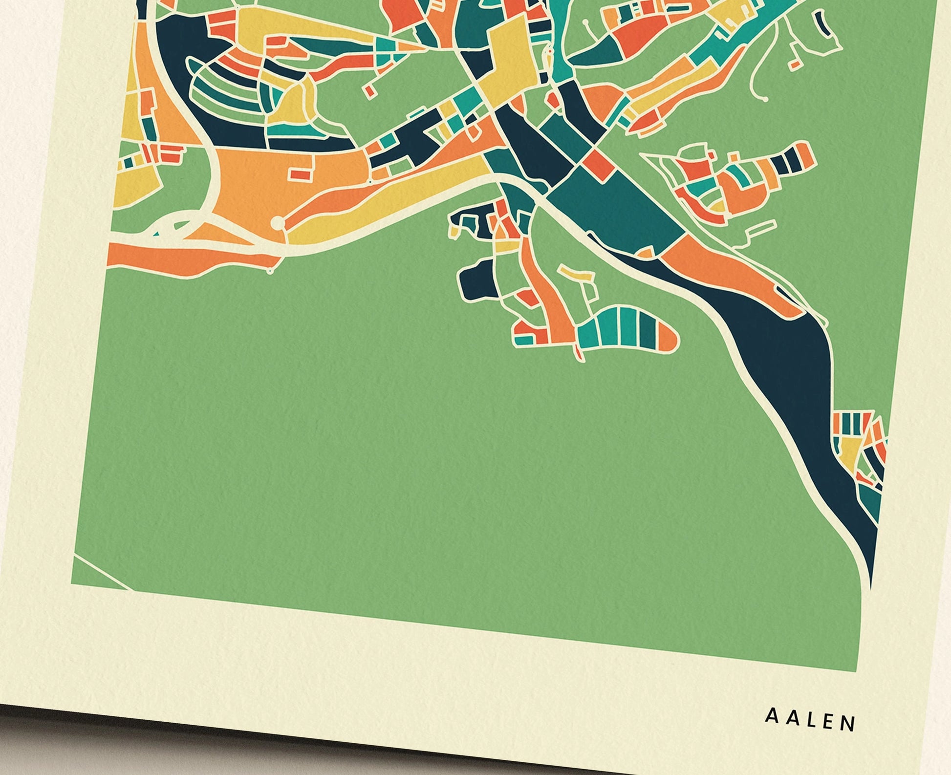 Aalen Stadtkarte Poster – Polychroma Modern Art Print