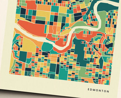Edmonton Stadtkarte Poster – Polychroma Modern Art Print