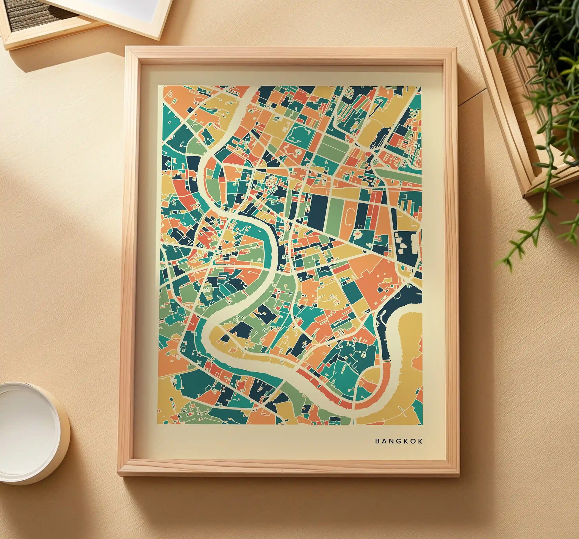 Bangkok Stadtkarte Poster – Polychroma Modern Art Print