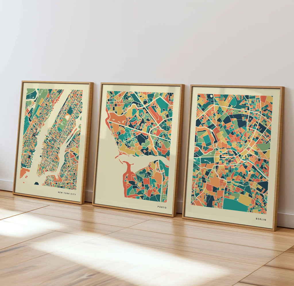 Porto Stadtkarte Poster – Polychroma Modern Art Print