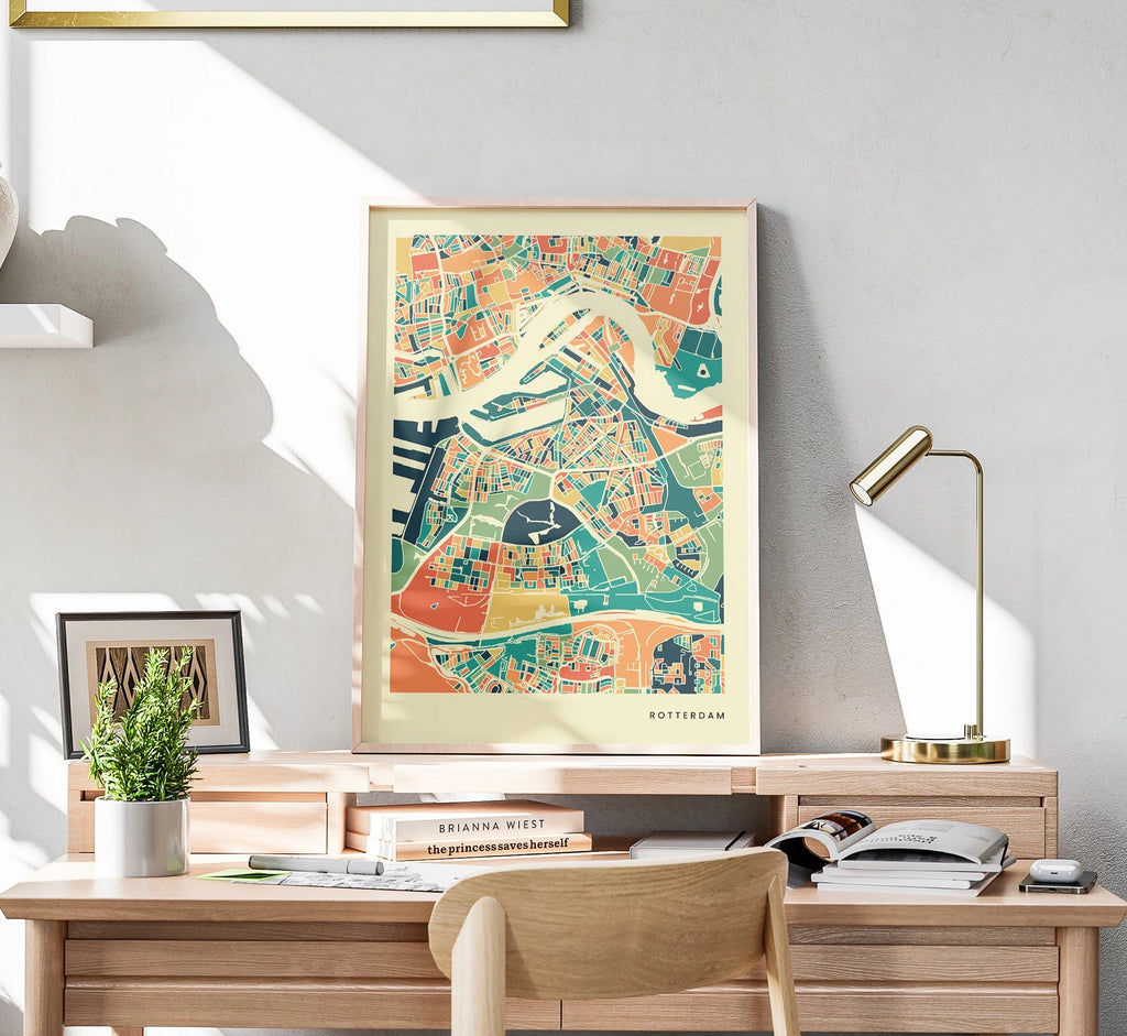 Rotterdam Stadtkarte Poster – Polychroma Modern Art Print