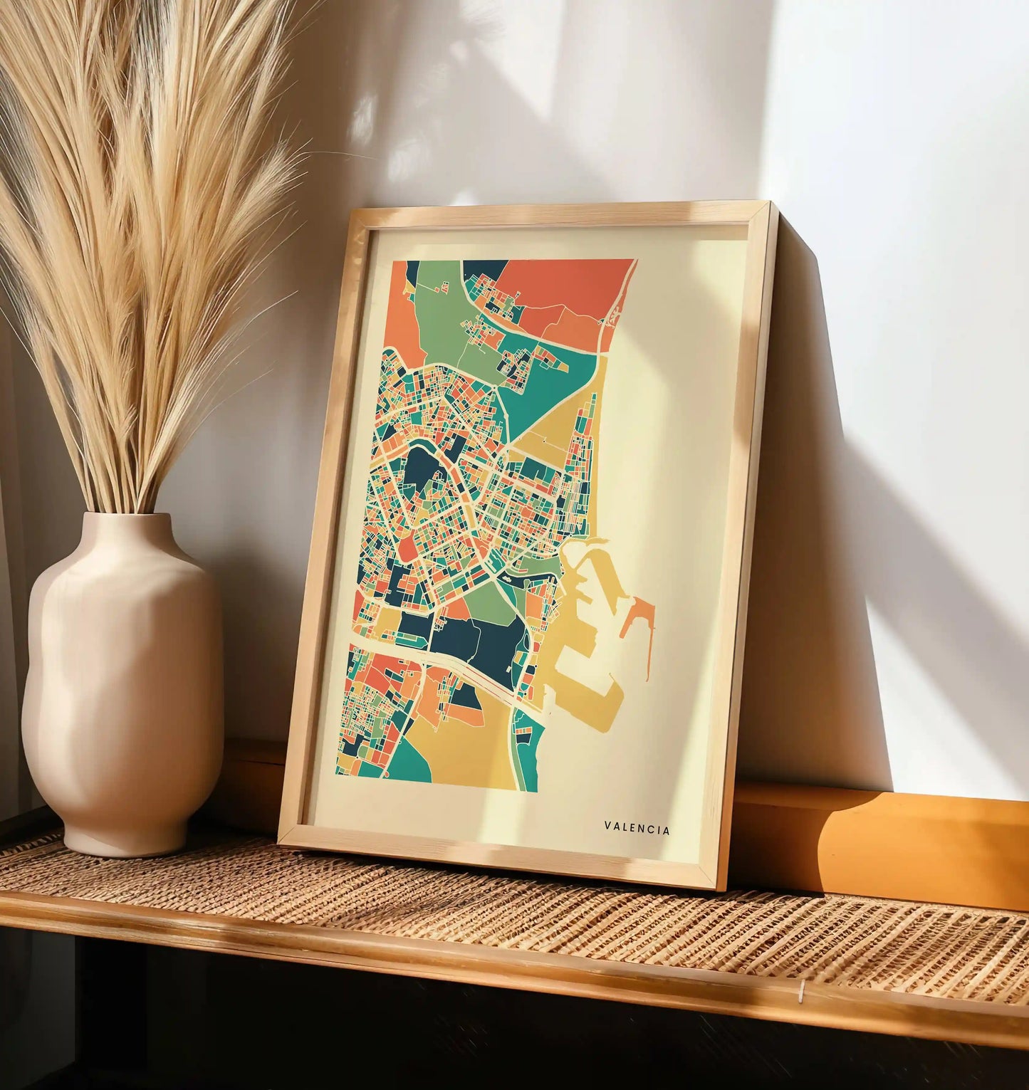 Valencia Stadtkarte Poster – Polychroma Modern Art Print