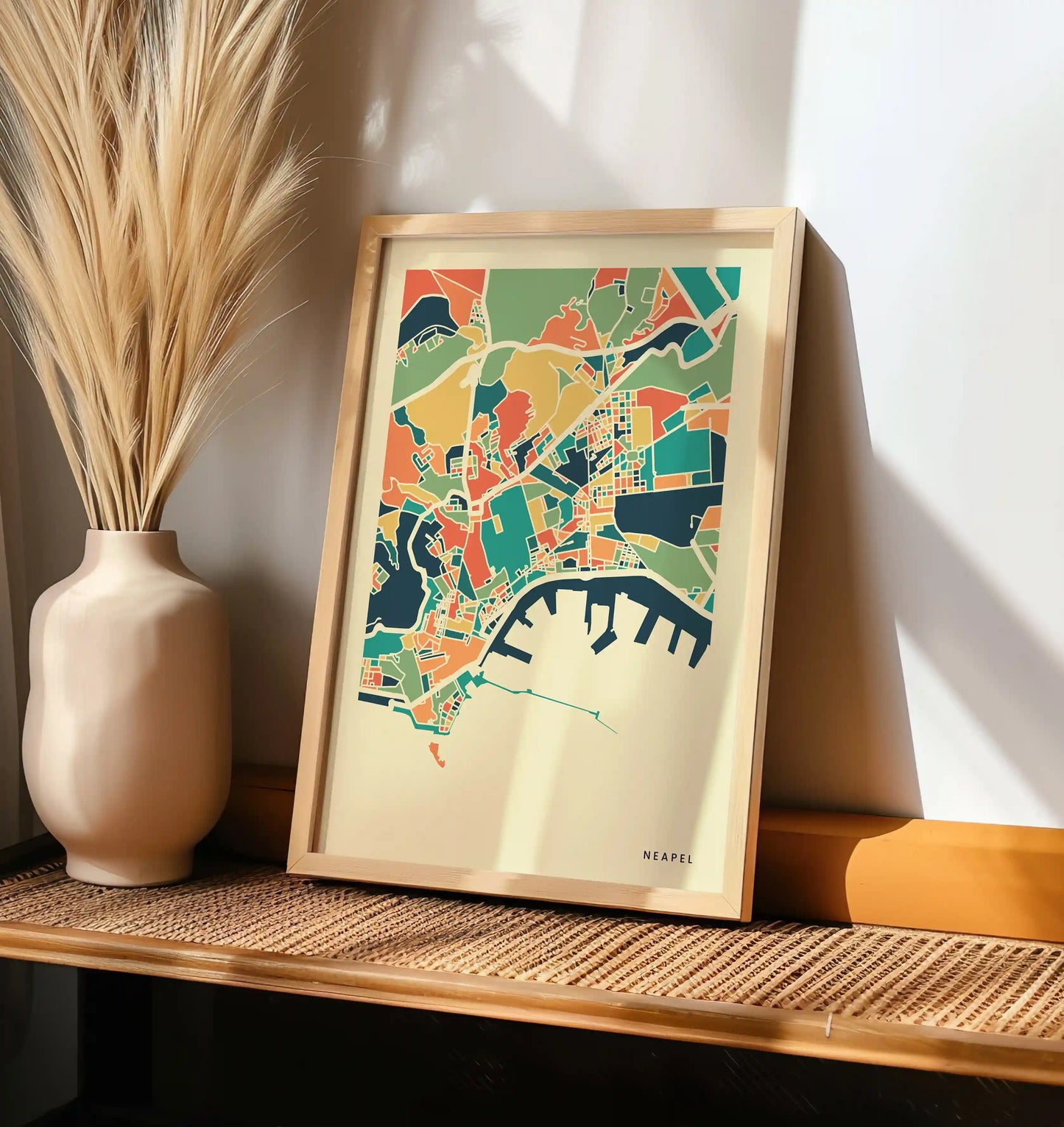 Neapel Stadtkarte Poster – Polychroma Modern Art Print