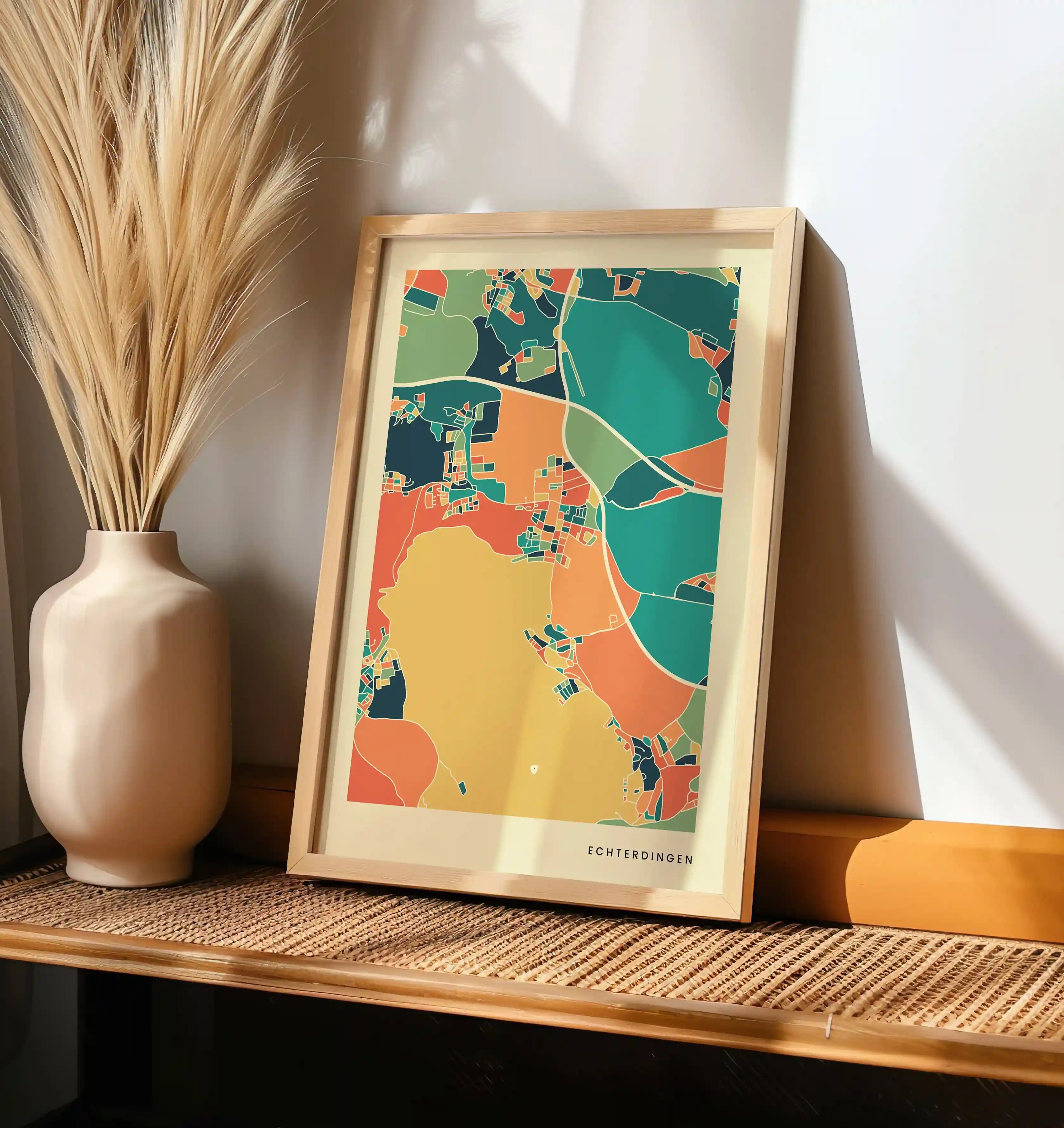 Echterdingen Stadtkarte Poster – Polychroma Modern Art Print