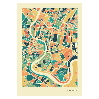Bangkok Stadtkarte Poster – Polychroma Modern Art Print