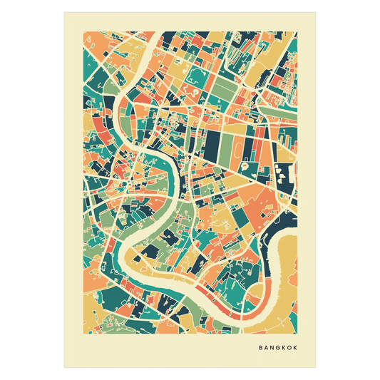Bangkok Stadtkarte Poster – Polychroma Modern Art Print