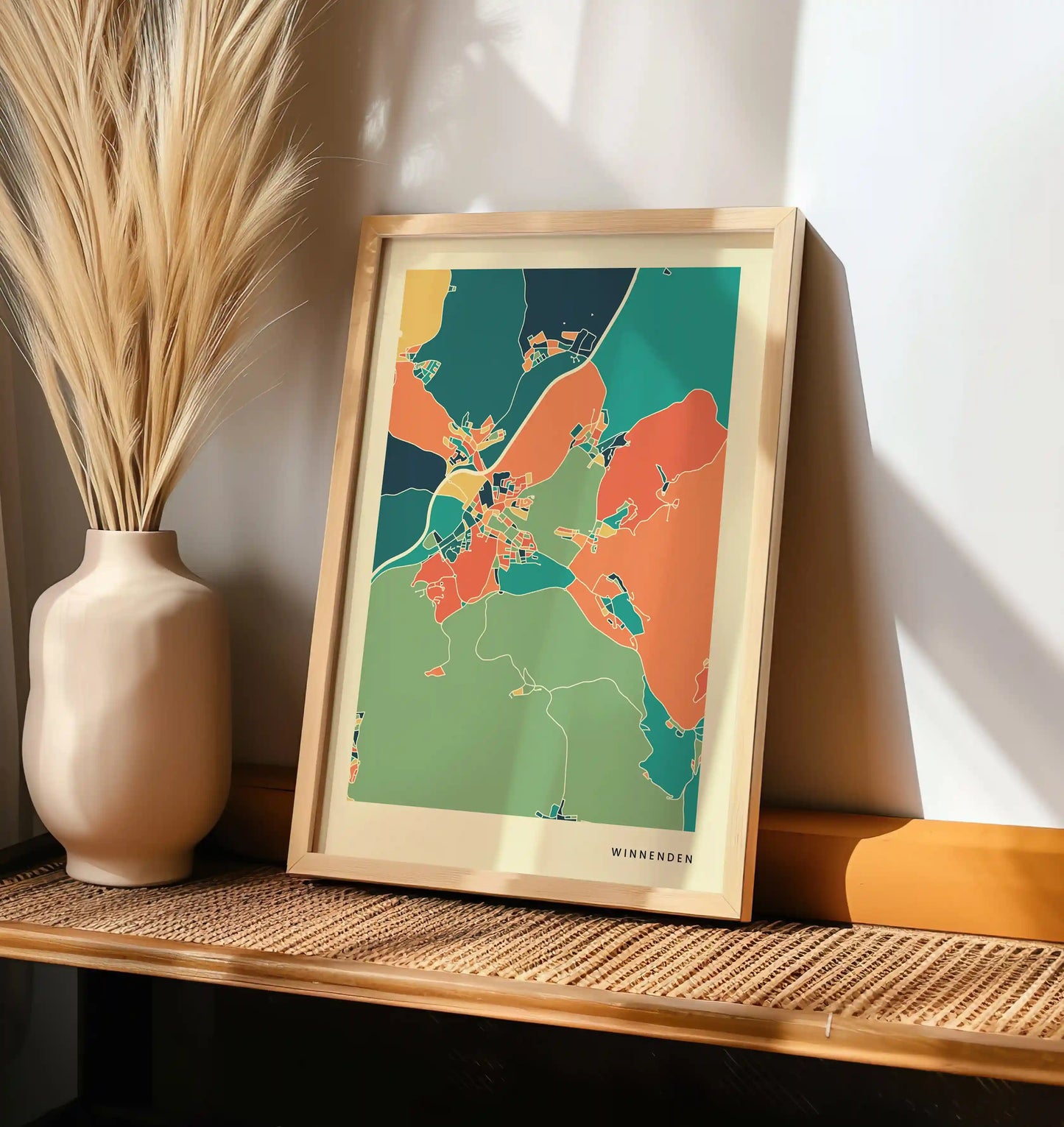 Winnenden Stadtkarte Poster – Polychroma Modern Art Print