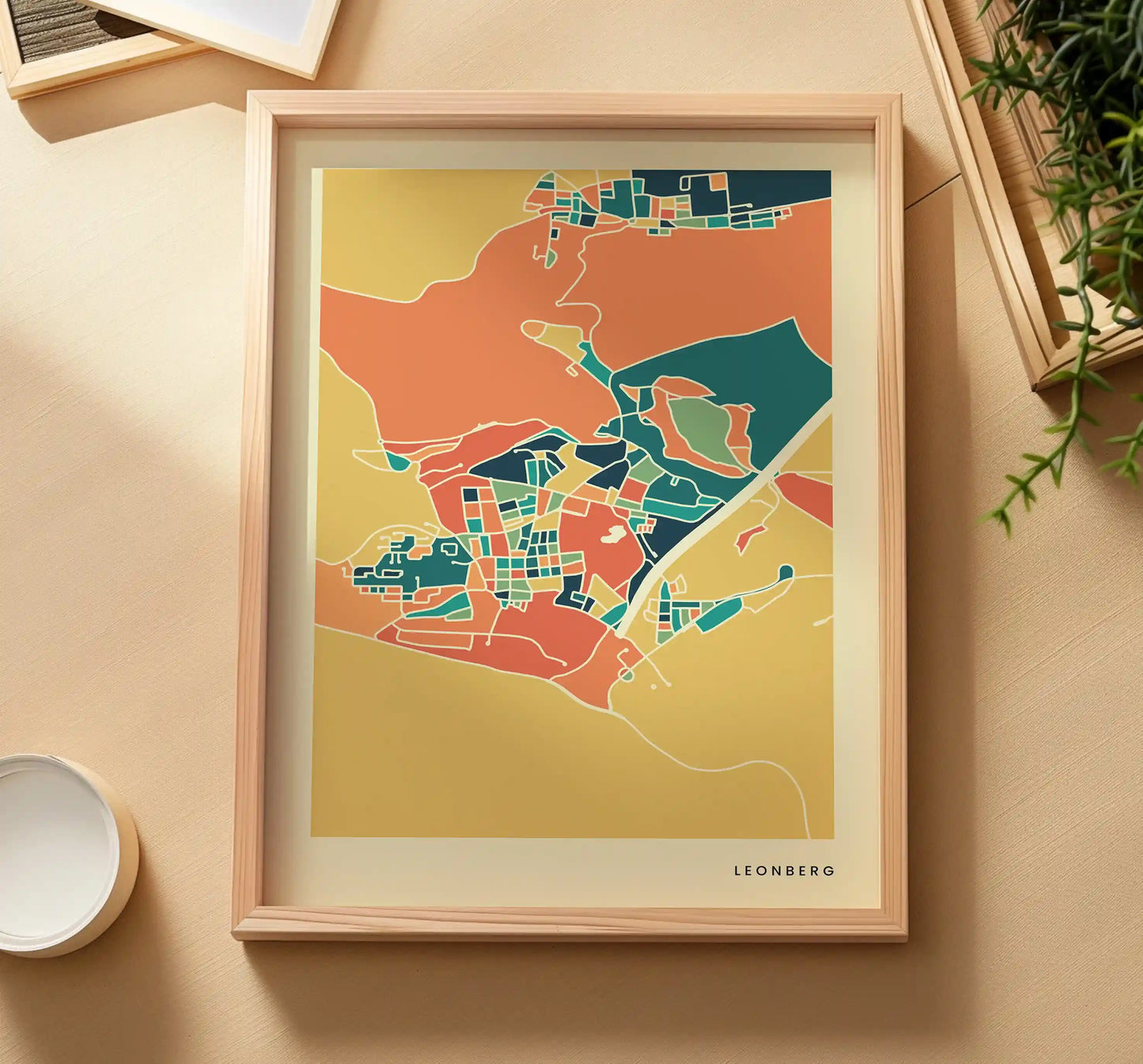 Leonberg Stadtkarte Poster – Polychroma Modern Art Print