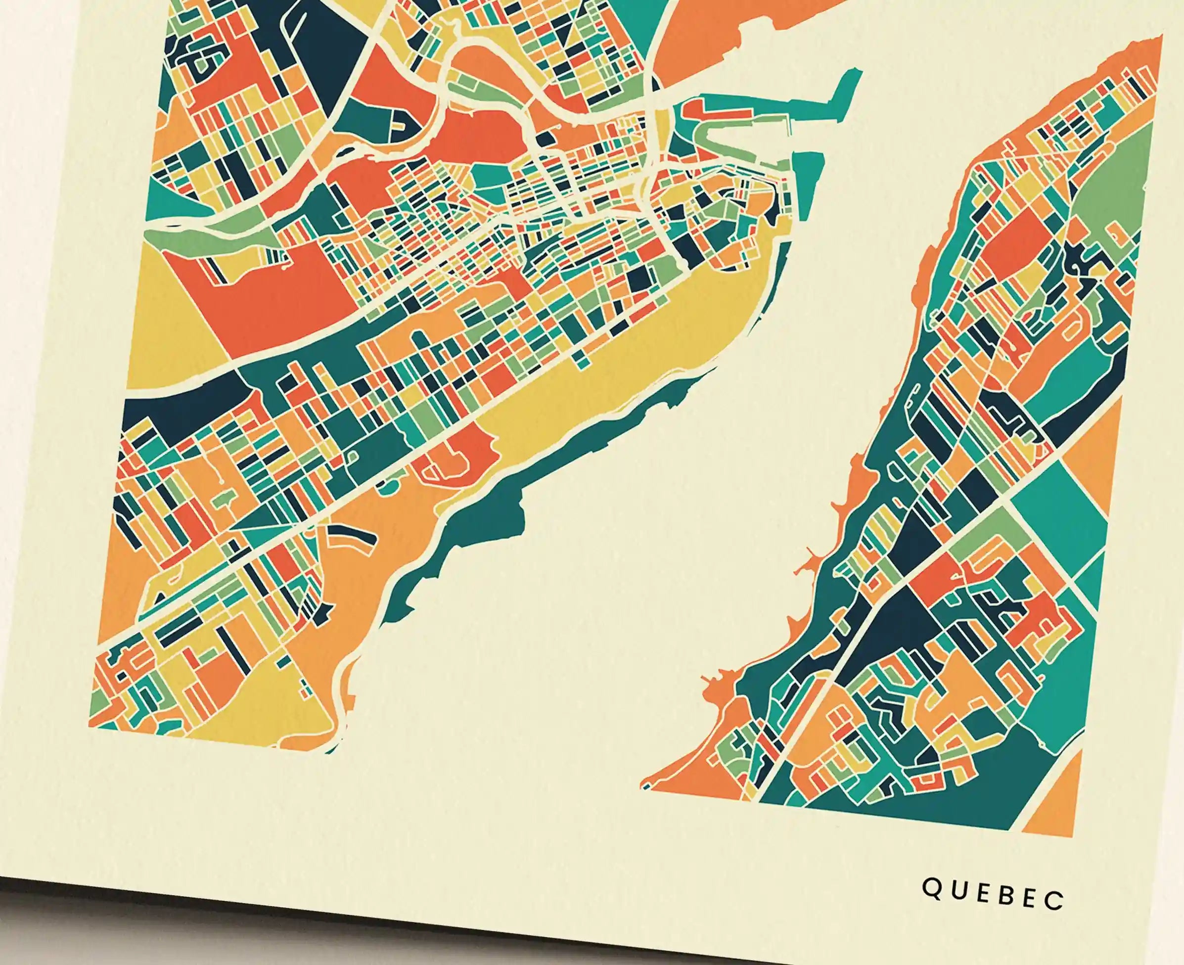 Quebec Stadtkarte Poster – Polychroma Modern Art Print