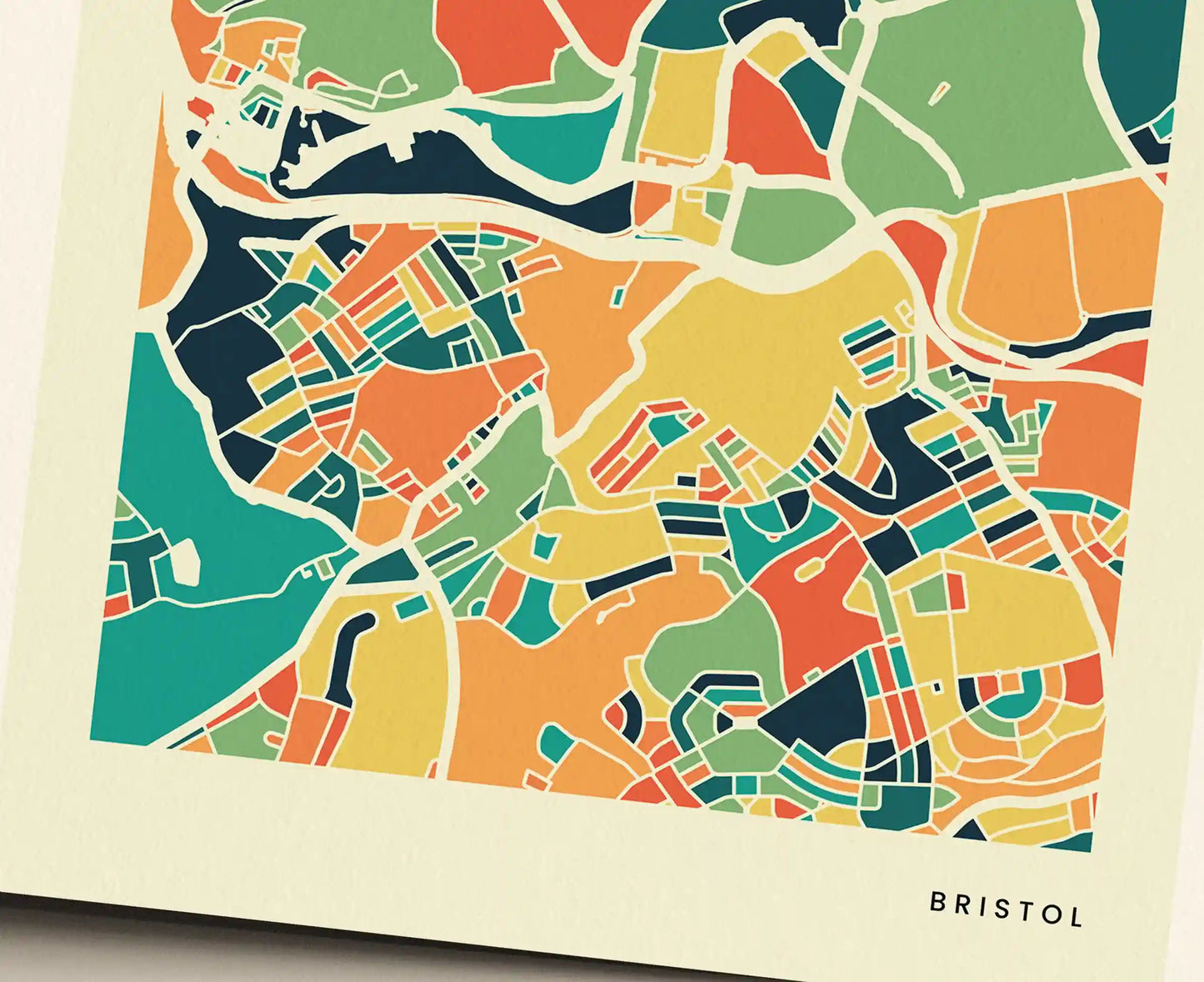 Bristol Stadtkarte Poster – Polychroma Modern Art Print