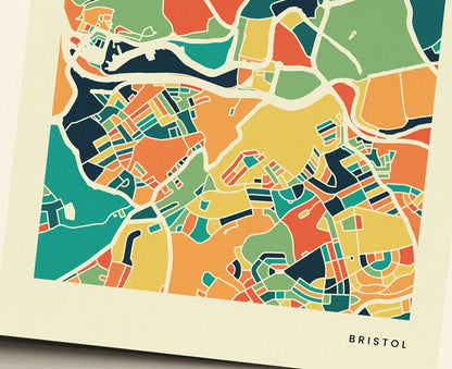 Bristol Stadtkarte Poster – Polychroma Modern Art Print