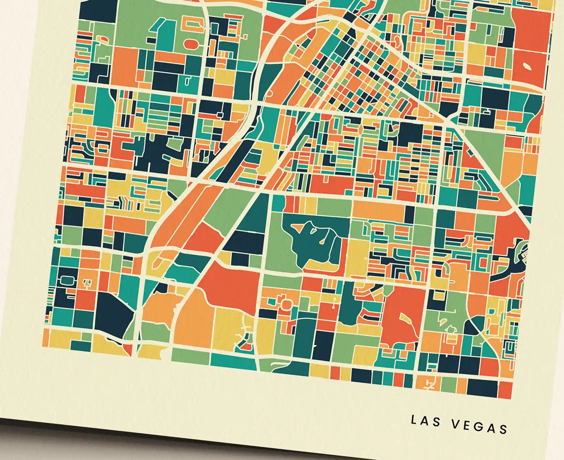 Las Vegas Stadtkarte Poster – Polychroma Modern Art Print