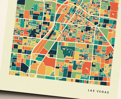 Las Vegas Stadtkarte Poster – Polychroma Modern Art Print