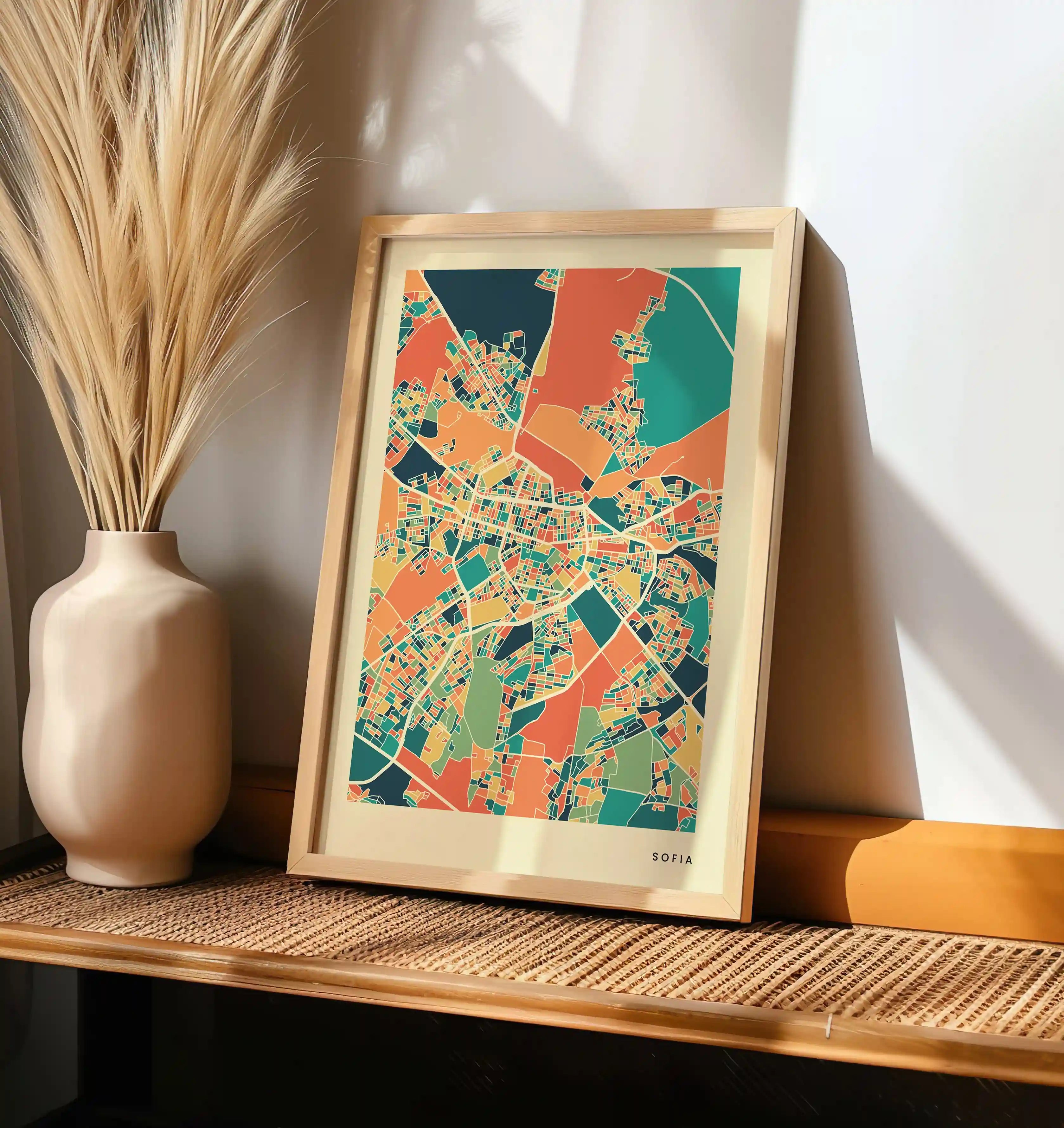 Sofia Stadtkarte Poster – Polychroma Modern Art Print