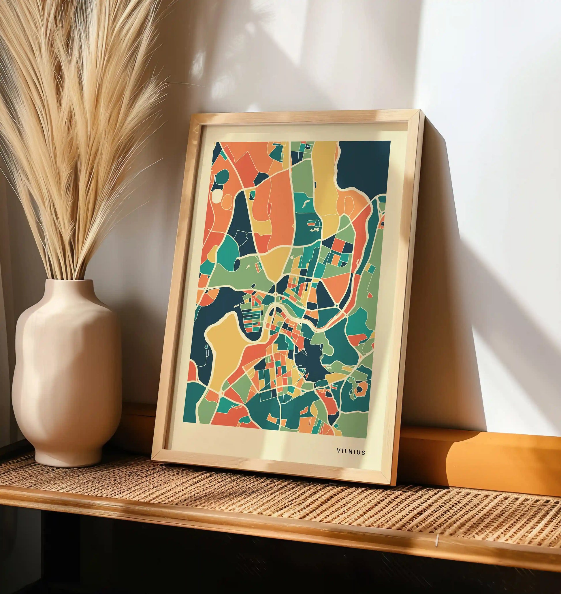 Vilnius Stadtkarte Poster – Polychroma Modern Art Print