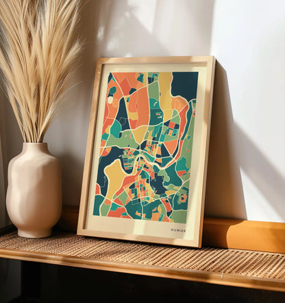 Vilnius Stadtkarte Poster – Polychroma Modern Art Print