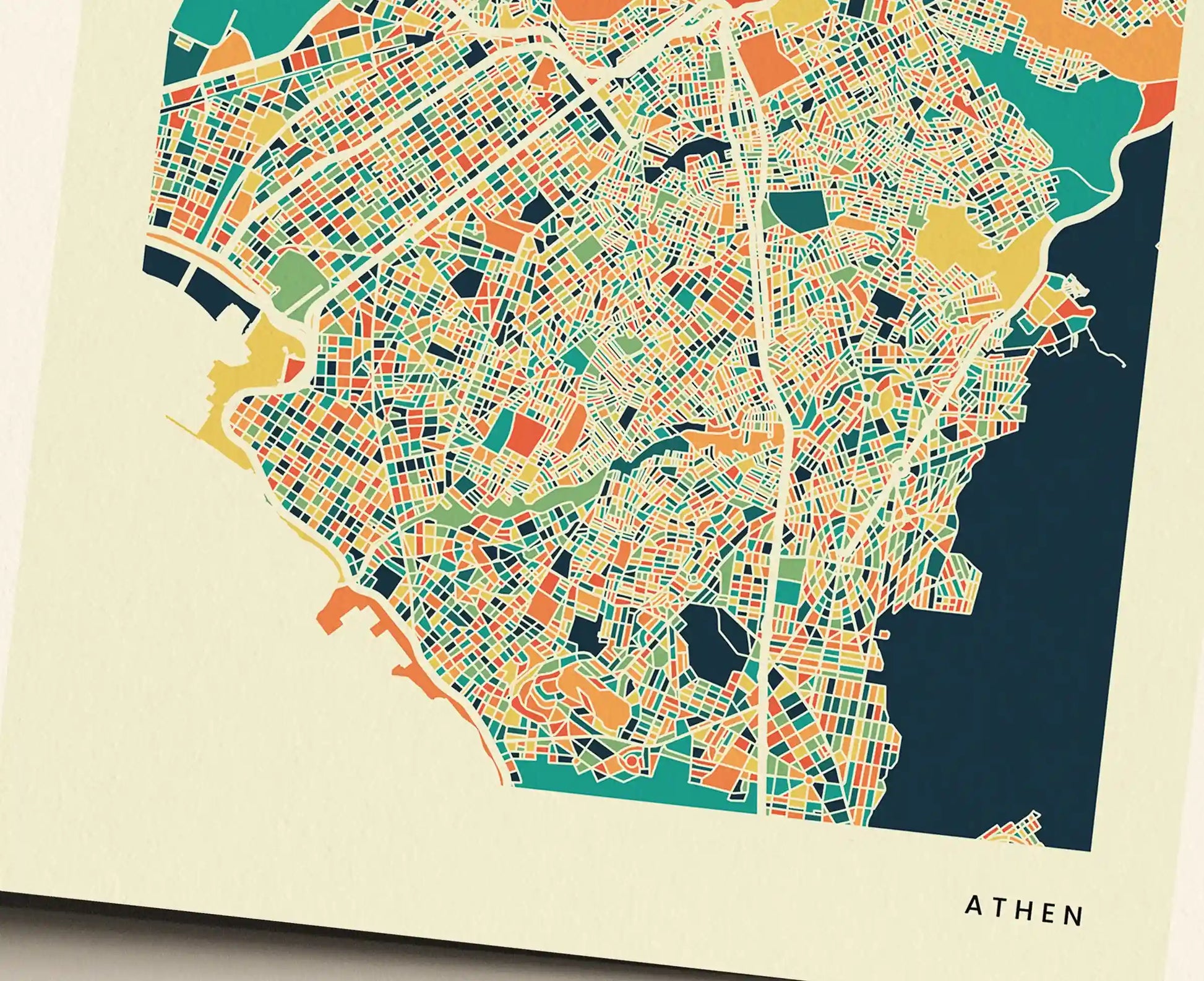 Athen Stadtkarte Poster – Polychroma Modern Art Print