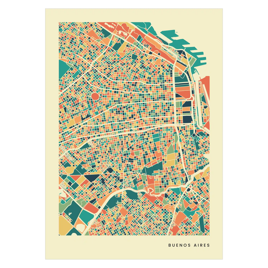 Buenos Aires Stadtkarte Poster – Polychroma Modern Art Print