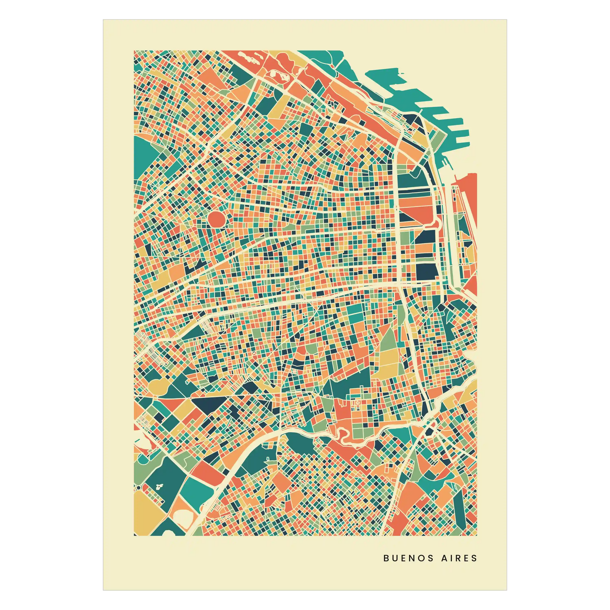 Buenos Aires Stadtkarte Poster – Polychroma Modern Art Print