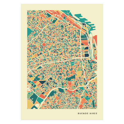Buenos Aires Stadtkarte Poster – Polychroma Modern Art Print