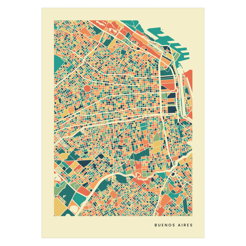 Buenos Aires Stadtkarte Poster – Polychroma Modern Art Print